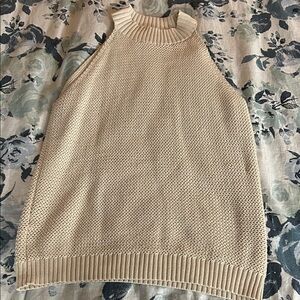 LOFT Cream Sleeveless Knit Sweater - Sz L